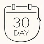 Outline of a calendar icon with '30 Day' text on a white background